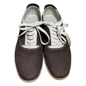 Zegna Sport Oxford Sneaker Shoes Made In Italy Mens 7.5 Brown Cream Lace Up